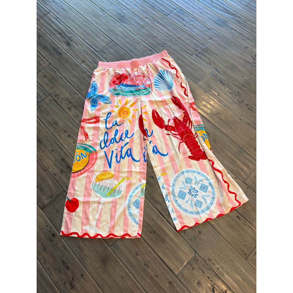 New nice to meet you palazzo pink & red lobster pants sz XXXL 18 TikTok viral - Picture 5 of 5